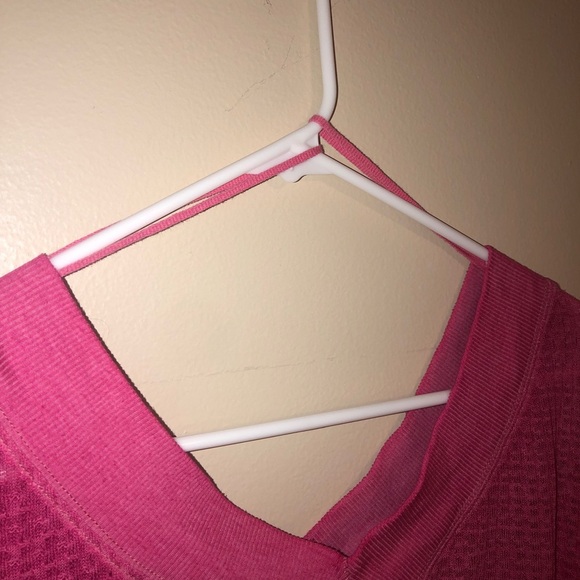 Free People South Side Hot Pink Thermal V Neck - Picture 8 of 8